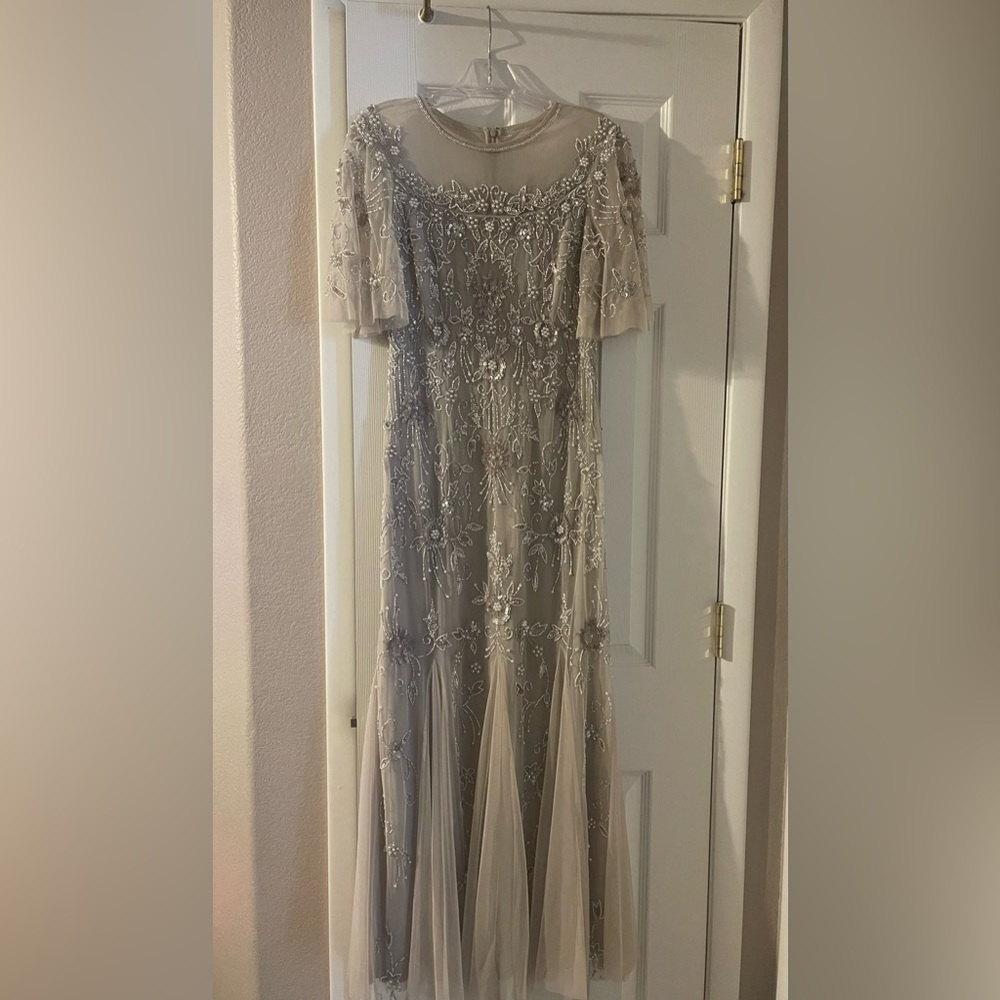 Beautiful cream/taupe sheer and beaded gown